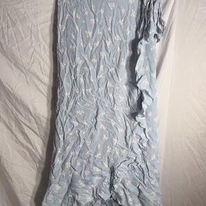 & Other Stories Light Blue Floral Midi Skirt
